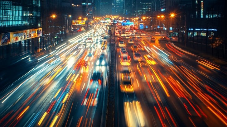 Blurred city lights help show overstimulation
